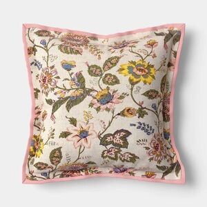 ✨Viral Square Floral Throw Pillow Pink & Cream - Threshold✨